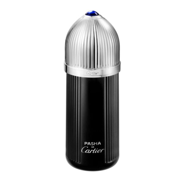 Cartier Pasha de Cartier Edition Noire Eau de Toilette 100ml black bottle with silver cap, front view