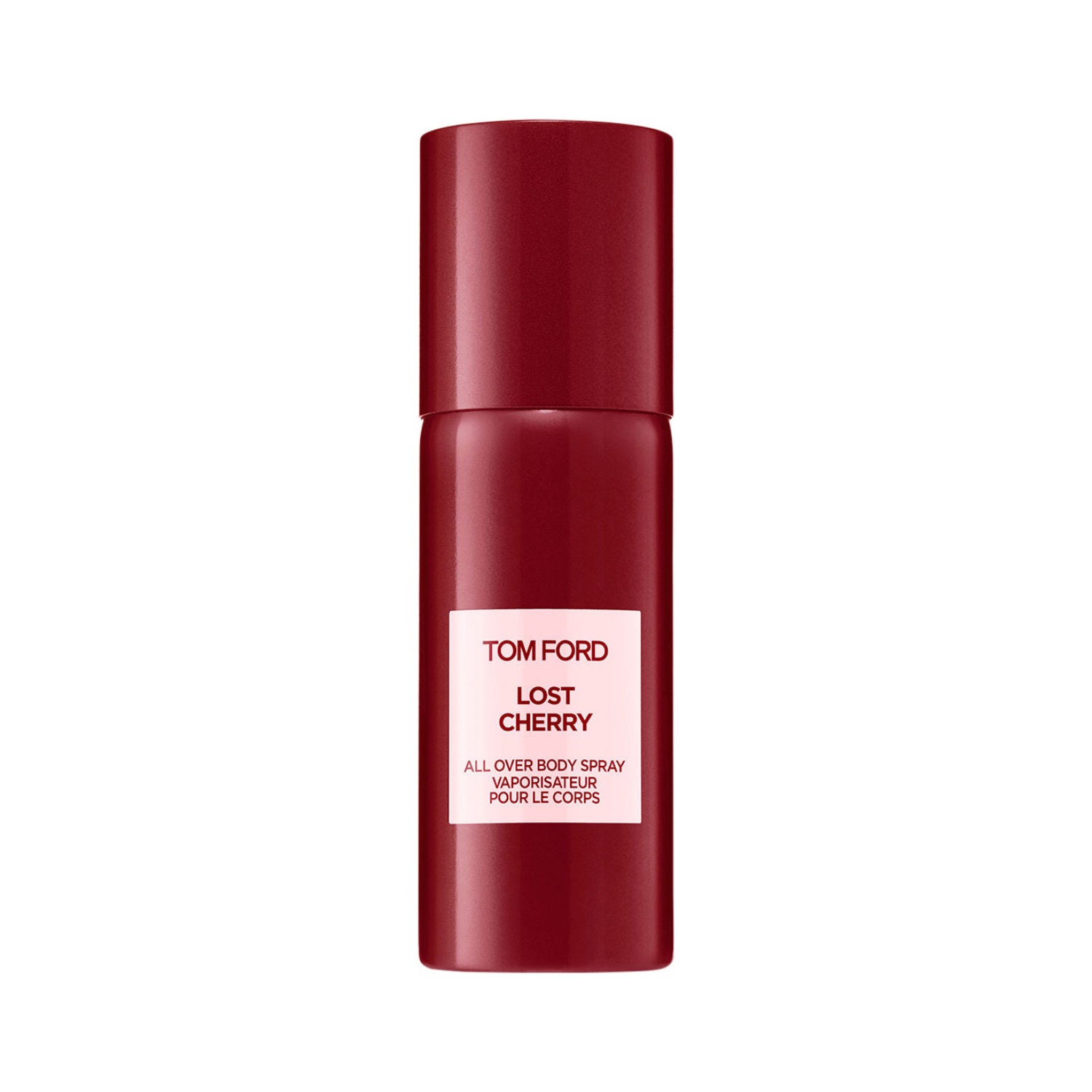 Tom Ford Lost Cherry All Over Body Spray 150ml Tom Ford Lost Cherry All Over Body Spray 150ml cherry-red can, front view