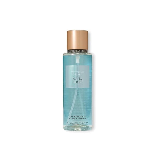 Victoria's Secret Aqua Kiss Fragrance Mist 250ml aqua bottle with gold cap, front view